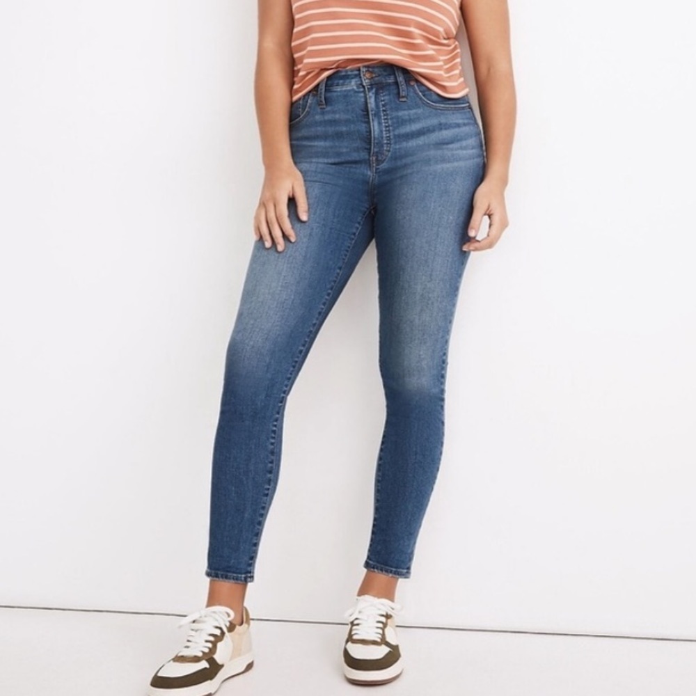 Madewell 10” High Rise Skinny Ankle Crop Denim Jeans Medium Wash Blue Sz 30